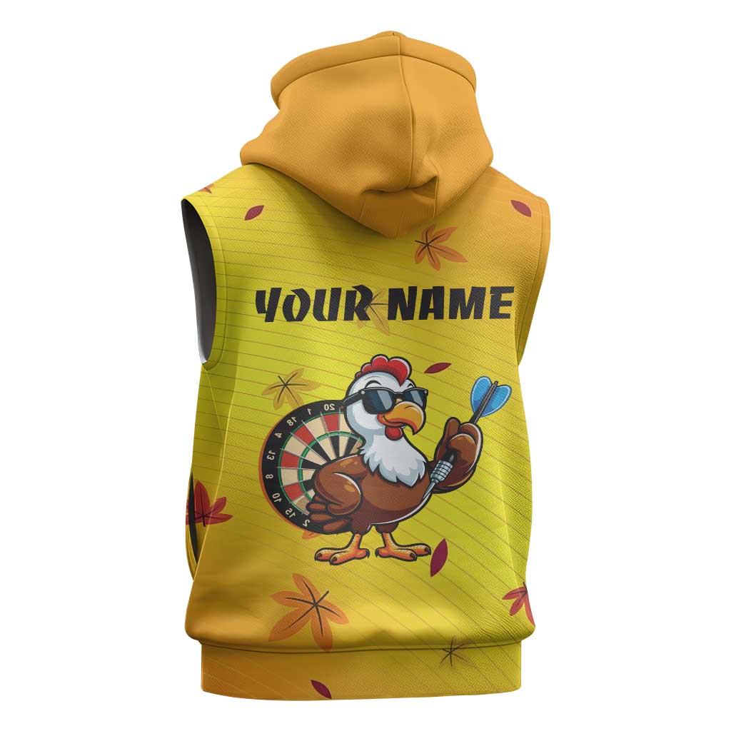 Personalized Funny Turkey Darts Sleeveless Zip Hoodie with Sunglasses Dartboard - Wonder Print Shop