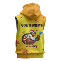 Personalized Funny Turkey Darts Sleeveless Zip Hoodie with Sunglasses Dartboard - Wonder Print Shop