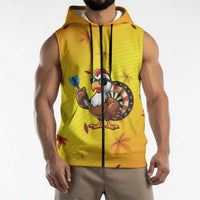 Personalized Funny Turkey Darts Sleeveless Zip Hoodie with Sunglasses Dartboard - Wonder Print Shop