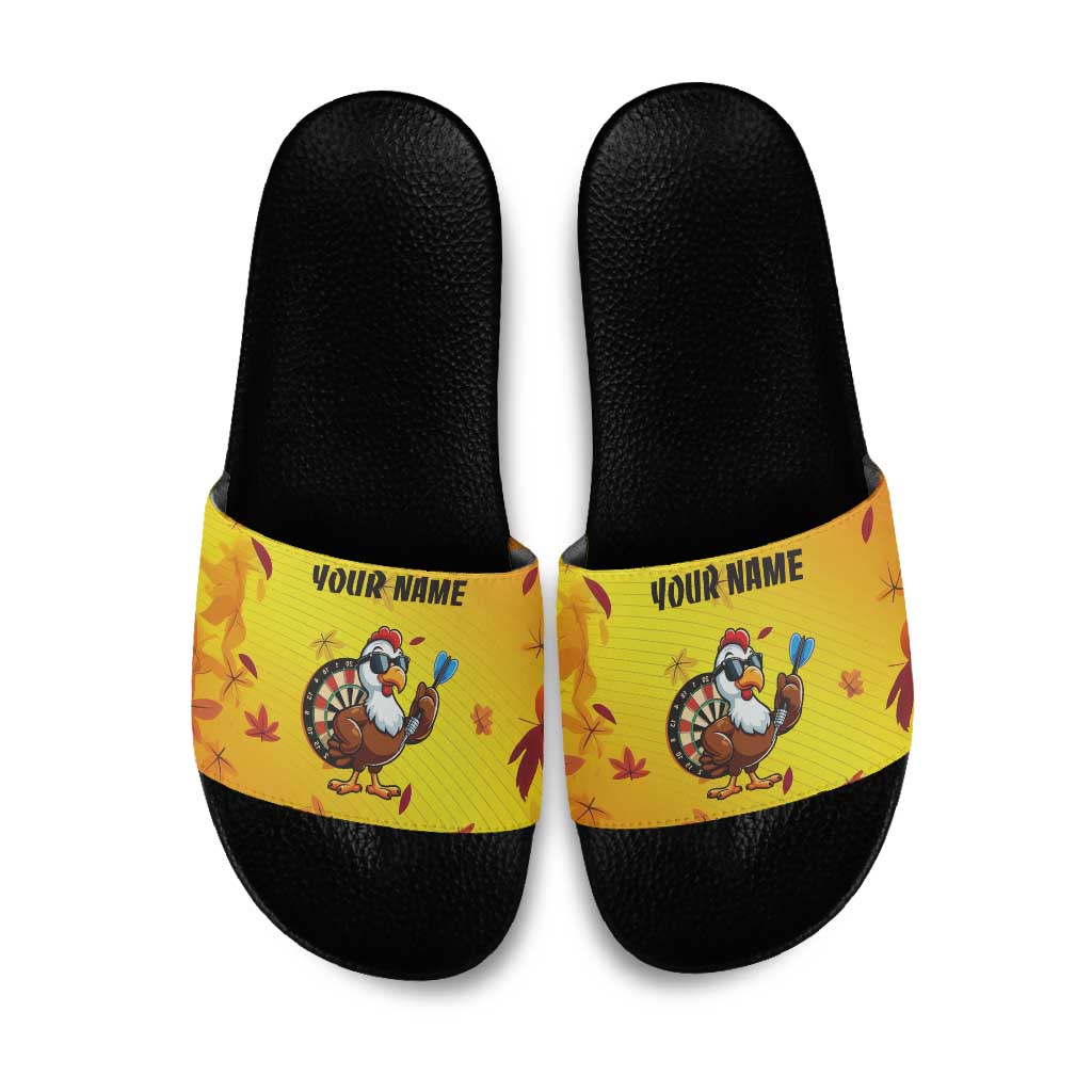 Personalized Funny Turkey Darts Slide Sandals with Sunglasses Dartboard - Wonder Print Shop
