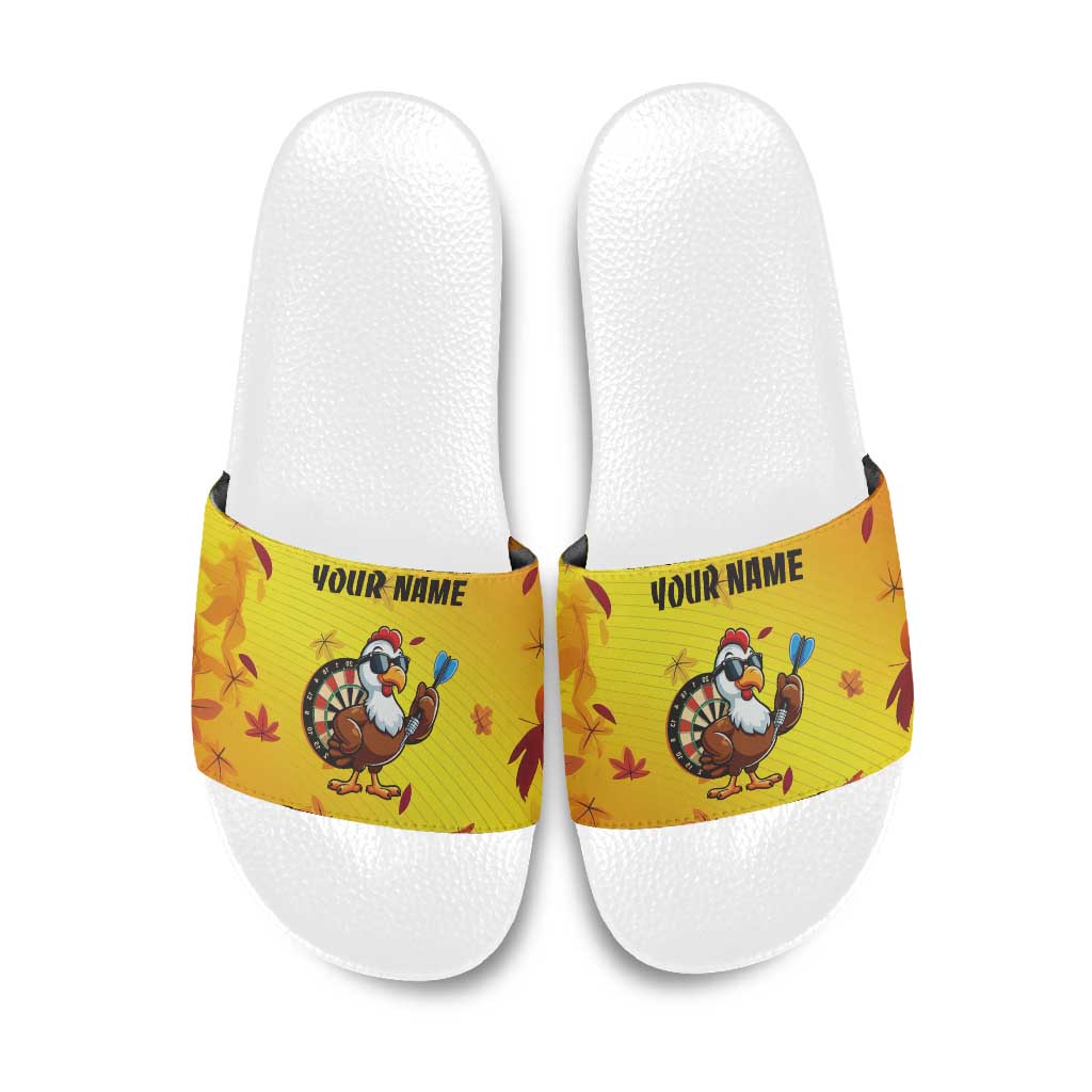 Personalized Funny Turkey Darts Slide Sandals with Sunglasses Dartboard - Wonder Print Shop