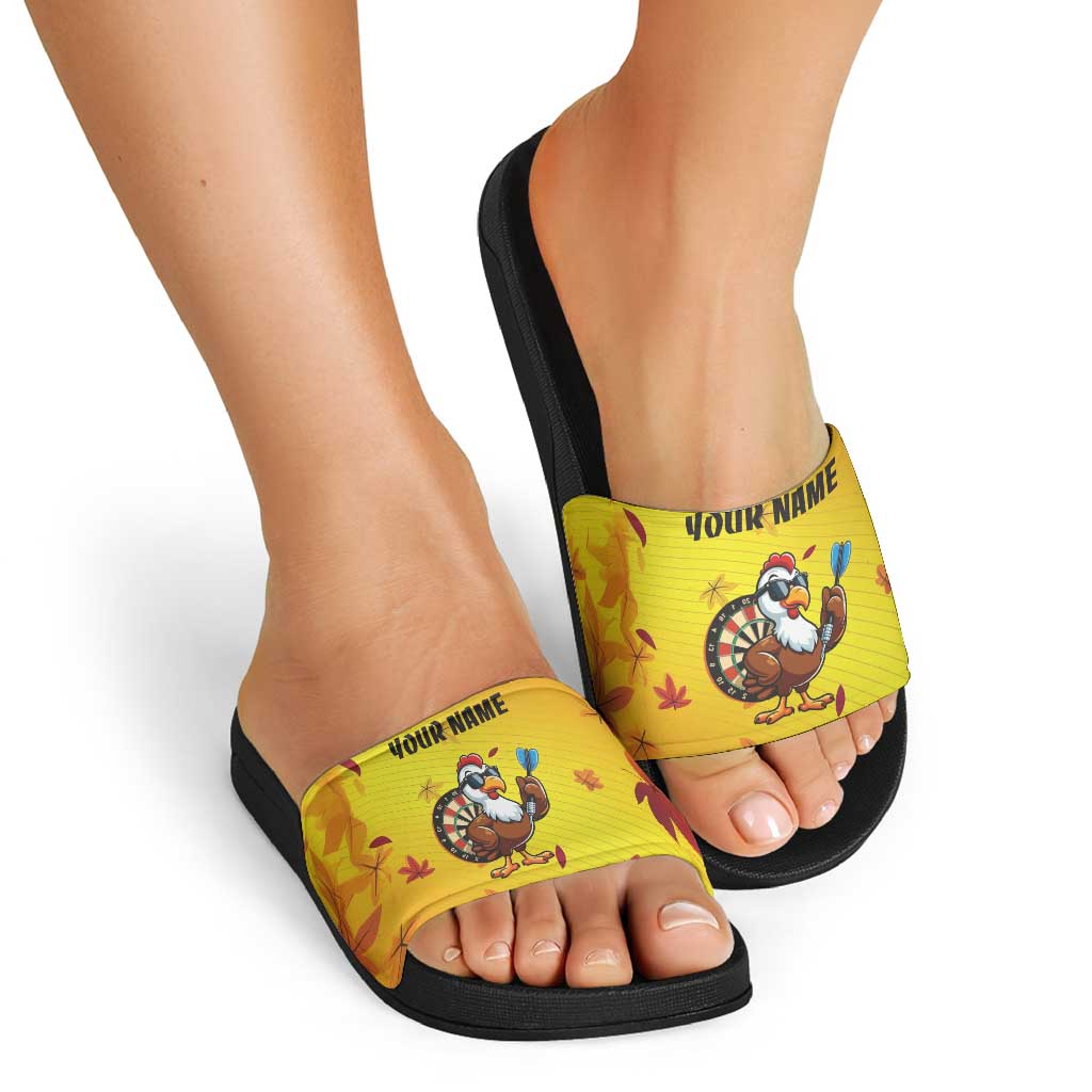 Personalized Funny Turkey Darts Slide Sandals with Sunglasses Dartboard - Wonder Print Shop