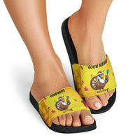 Personalized Funny Turkey Darts Slide Sandals with Sunglasses Dartboard - Wonder Print Shop