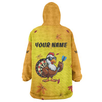 Personalized Funny Turkey Darts Wearable Blanket Hoodie with Sunglasses Dartboard - Wonder Print Shop