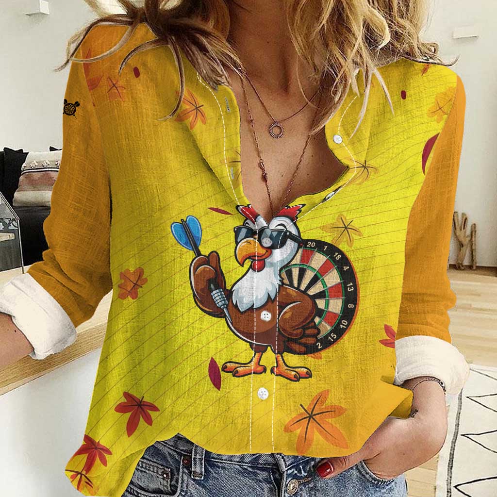 Personalized Funny Turkey Darts Women Casual Shirt with Sunglasses Dartboard - Wonder Print Shop