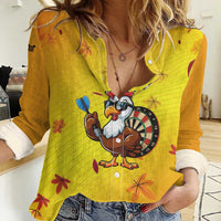 Personalized Funny Turkey Darts Women Casual Shirt with Sunglasses Dartboard - Wonder Print Shop