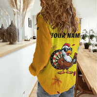 Personalized Funny Turkey Darts Women Casual Shirt with Sunglasses Dartboard - Wonder Print Shop