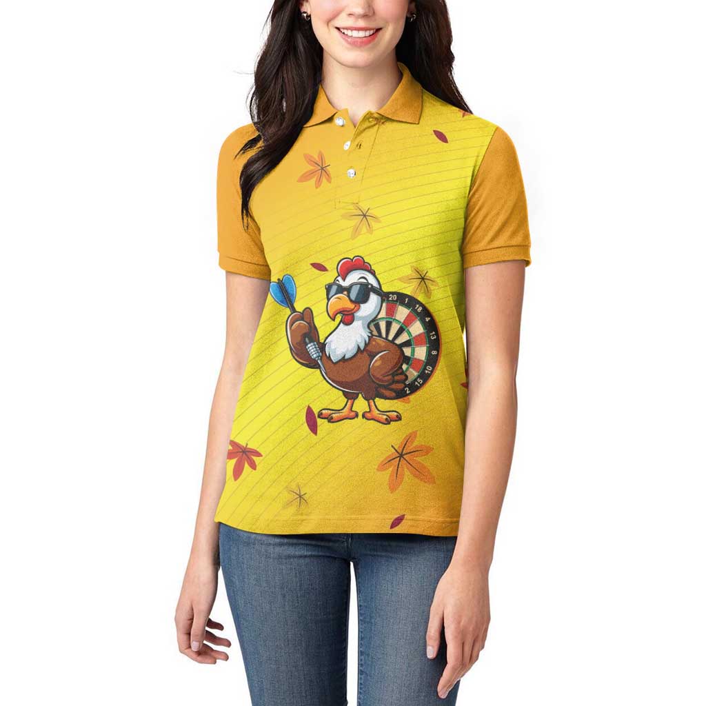 Personalized Funny Turkey Darts Women Polo Shirt with Sunglasses Dartboard - Wonder Print Shop
