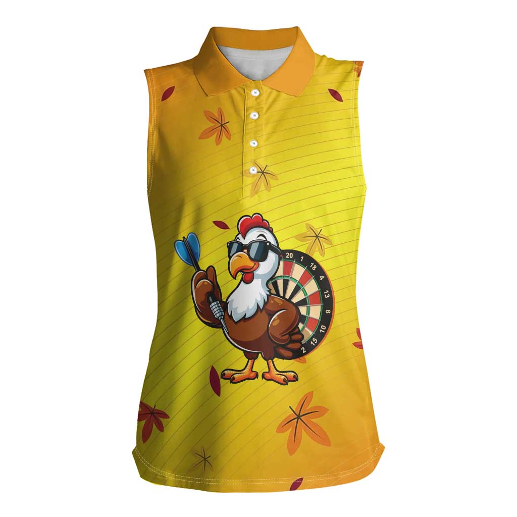 Personalized Funny Turkey Darts Women Sleeveless Polo Shirt with Sunglasses Dartboard - Wonder Print Shop