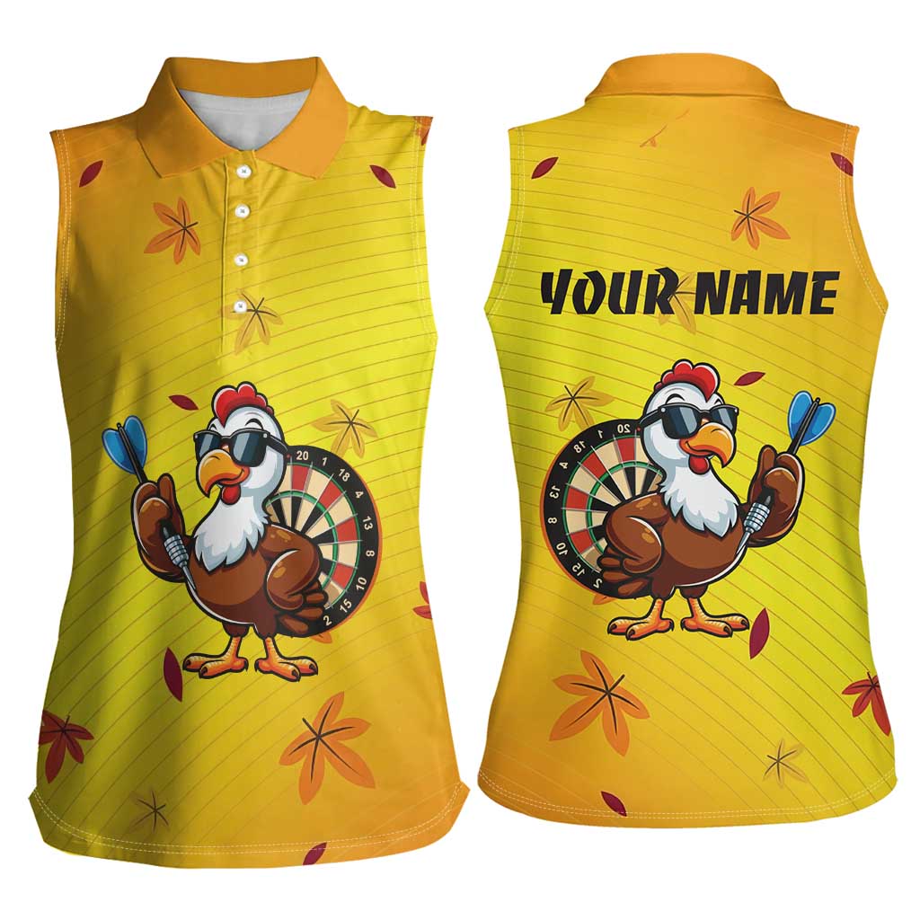 Personalized Funny Turkey Darts Women Sleeveless Polo Shirt with Sunglasses Dartboard - Wonder Print Shop