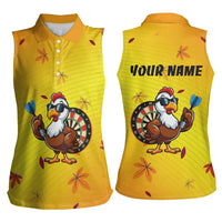 Personalized Funny Turkey Darts Women Sleeveless Polo Shirt with Sunglasses Dartboard - Wonder Print Shop