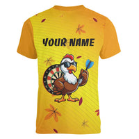 Personalized Funny Turkey Darts Women V-Neck T-Shirt with Sunglasses Dartboard - Wonder Print Shop