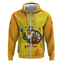 Personalized Funny Turkey Darts Zip Hoodie with Sunglasses Dartboard - Wonder Print Shop