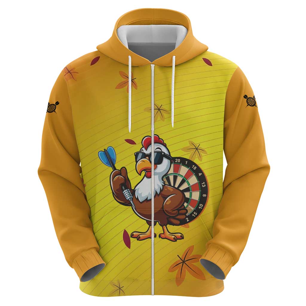 Personalized Funny Turkey Darts Zip Hoodie with Sunglasses Dartboard - Wonder Print Shop