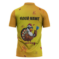 Personalized Funny Turkey Darts Zipper Polo Shirt with Sunglasses Dartboard - Wonder Print Shop