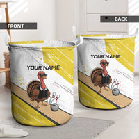 Personalized Funny Turkey Bowling Laundry Basket with Cool Sunglasses Pins Yellow and White - Wonder Print Shop