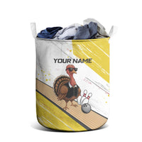 Personalized Funny Turkey Bowling Laundry Basket with Cool Sunglasses Pins Yellow and White - Wonder Print Shop