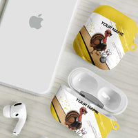Personalized Funny Turkey Bowling AirPods Case with Cool Sunglasses Pins Yellow and White - Wonder Print Shop