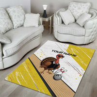 Personalized Funny Turkey Bowling Area Rug with Cool Sunglasses Pins Yellow and White - Wonder Print Shop
