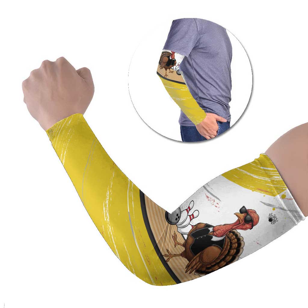 Personalized Funny Turkey Bowling Arm Sleeves with Cool Sunglasses Pins Yellow and White - Wonder Print Shop