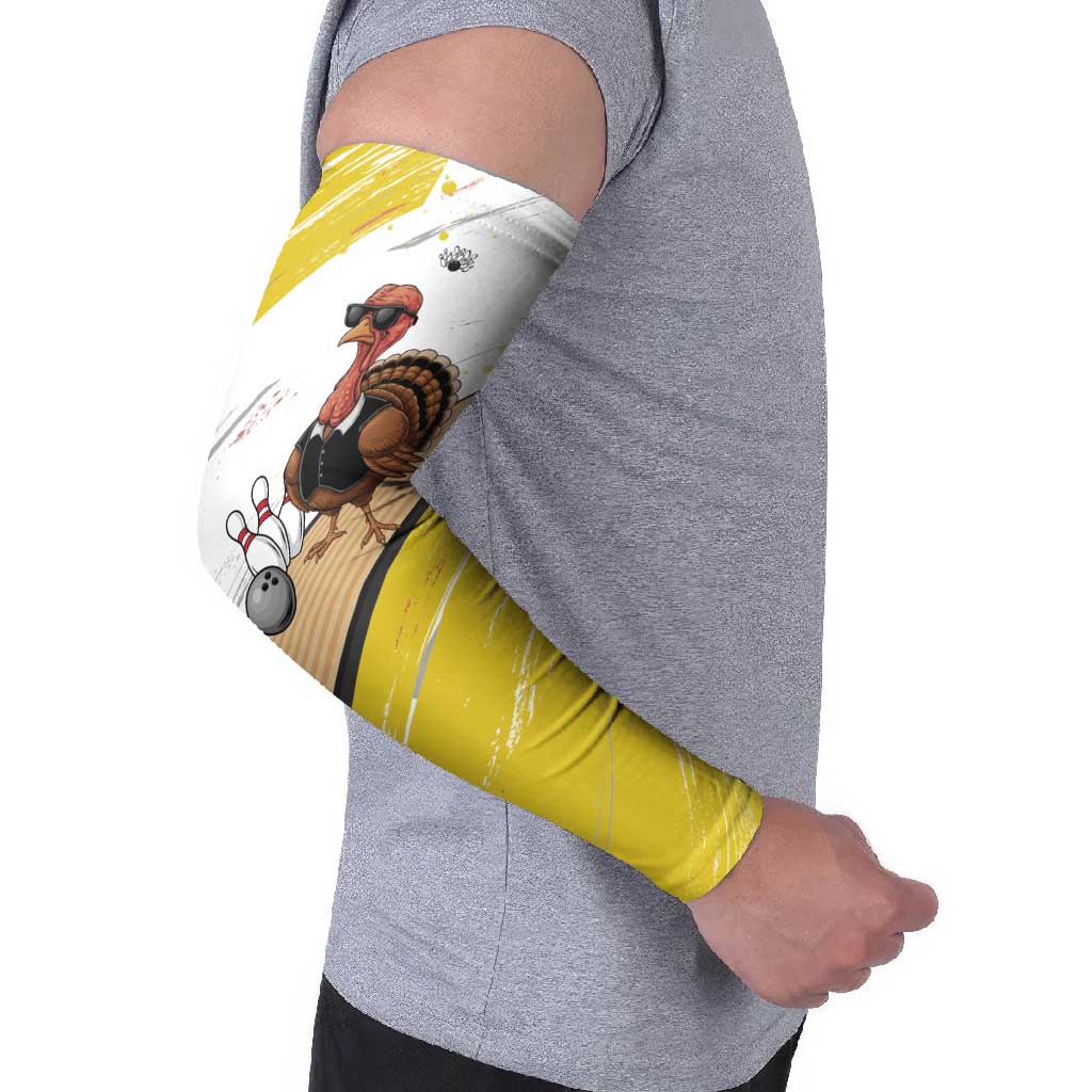Personalized Funny Turkey Bowling Arm Sleeves with Cool Sunglasses Pins Yellow and White - Wonder Print Shop