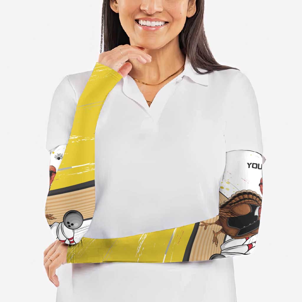 Personalized Funny Turkey Bowling Arm Sleeves with Cool Sunglasses Pins Yellow and White - Wonder Print Shop