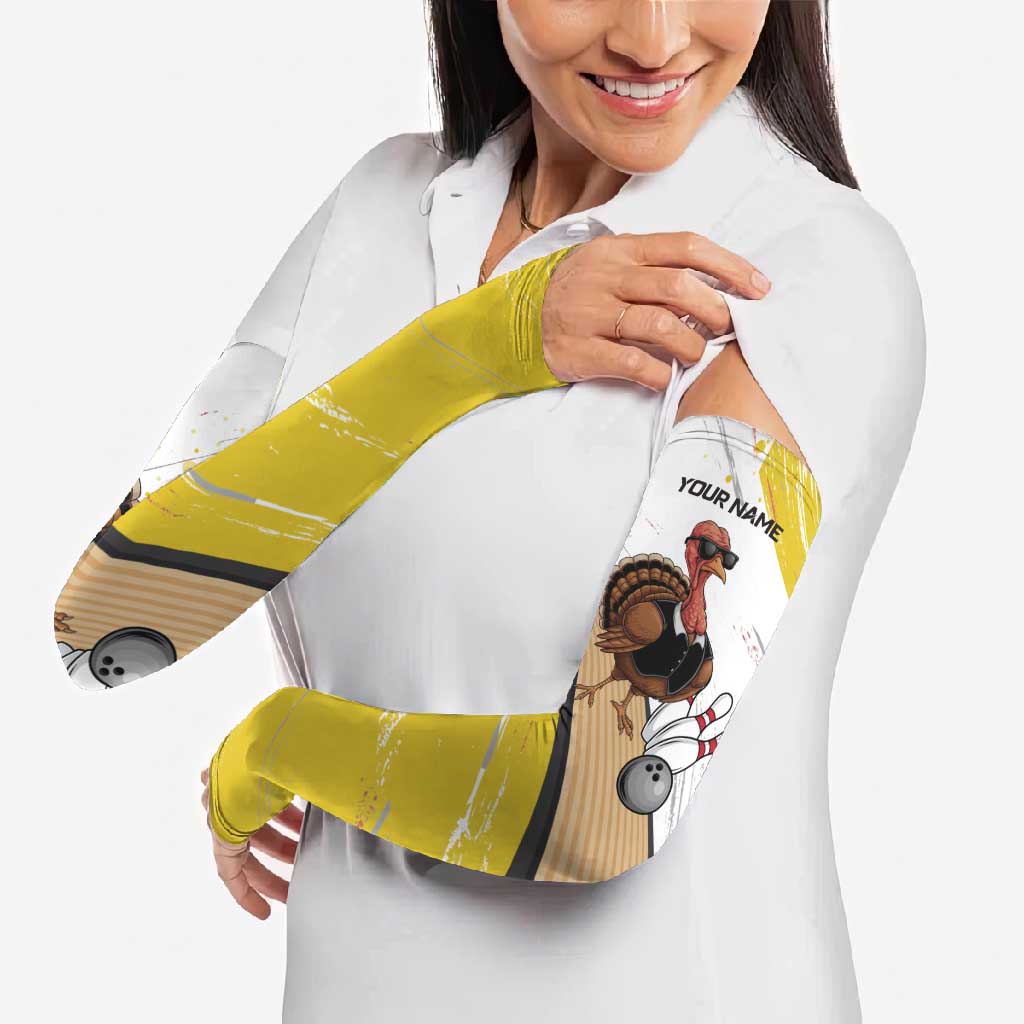 Personalized Funny Turkey Bowling Arm Sleeves with Cool Sunglasses Pins Yellow and White - Wonder Print Shop