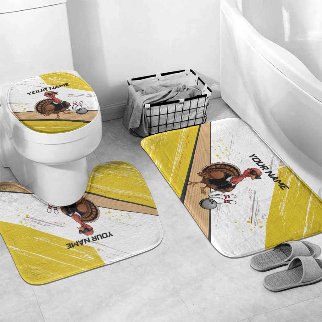 Personalized Funny Turkey Bowling Bathroom Set with Cool Sunglasses Pins Yellow and White - Wonder Print Shop