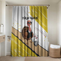 Personalized Funny Turkey Bowling Bathroom Set with Cool Sunglasses Pins Yellow and White - Wonder Print Shop