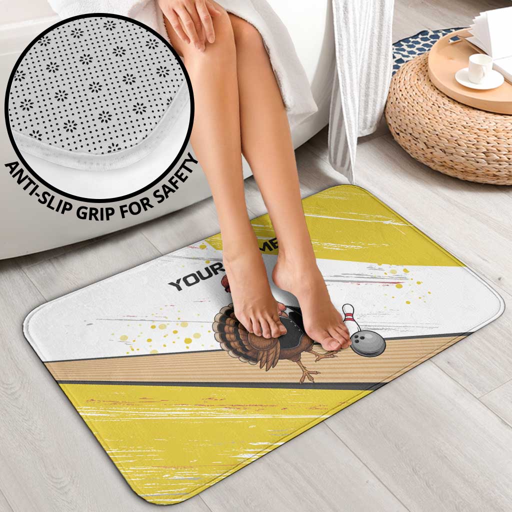 Personalized Funny Turkey Bowling Bathroom Set with Cool Sunglasses Pins Yellow and White - Wonder Print Shop