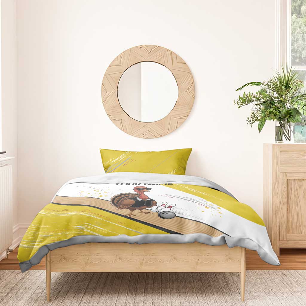 Personalized Funny Turkey Bowling Bedding Set with Cool Sunglasses Pins Yellow and White - Wonder Print Shop