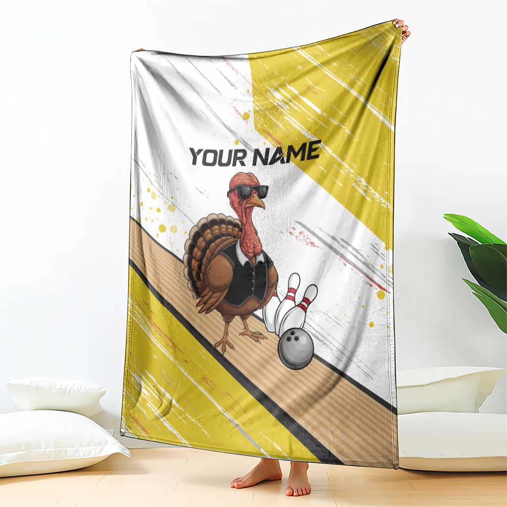 Personalized Funny Turkey Bowling Blanket with Cool Sunglasses Pins Yellow and White - Wonder Print Shop