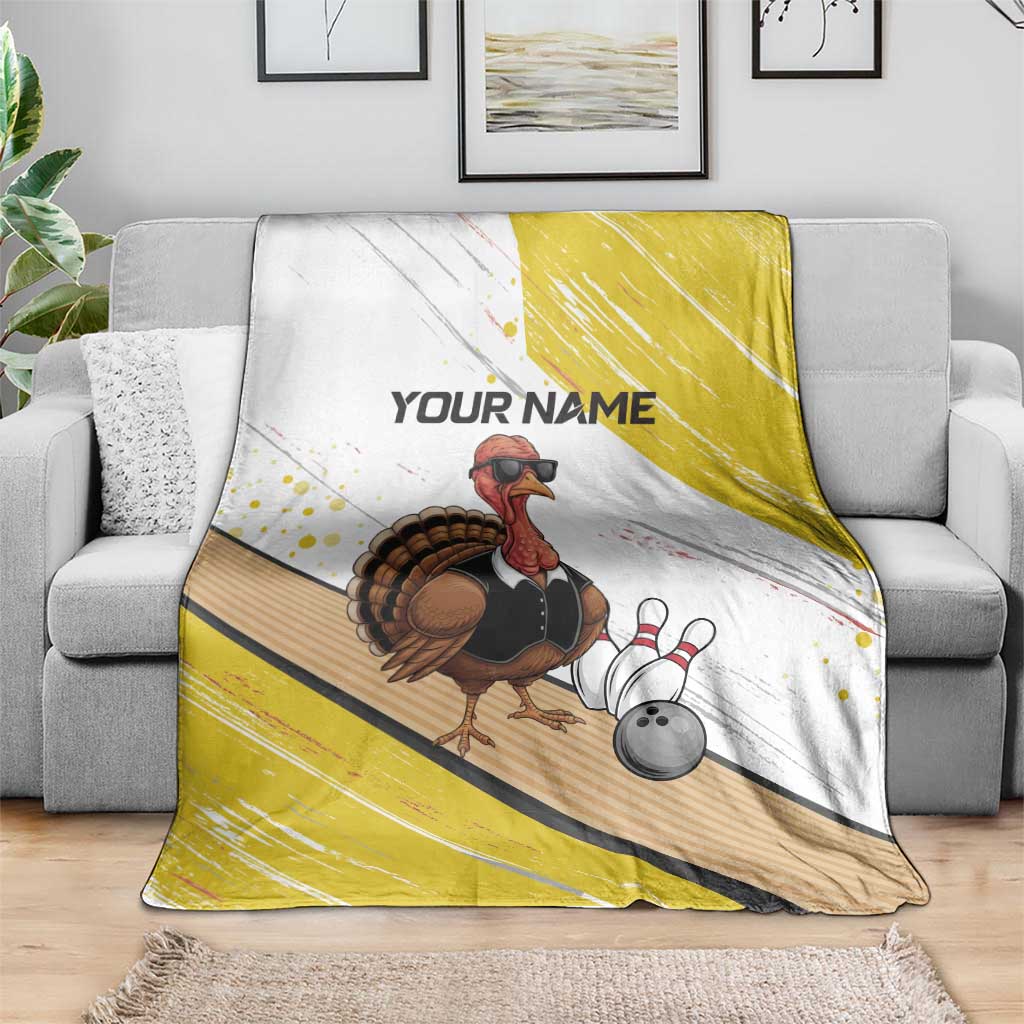 Personalized Funny Turkey Bowling Blanket with Cool Sunglasses Pins Yellow and White - Wonder Print Shop