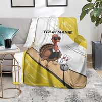 Personalized Funny Turkey Bowling Blanket with Cool Sunglasses Pins Yellow and White - Wonder Print Shop