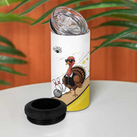 Personalized Funny Turkey Bowling 4 in 1 Can Cooler Tumbler with Cool Sunglasses Pins Yellow and White - Wonder Print Shop