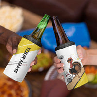 Personalized Funny Turkey Bowling 4 in 1 Can Cooler Tumbler with Cool Sunglasses Pins Yellow and White - Wonder Print Shop