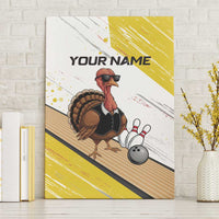 Personalized Funny Turkey Bowling Canvas Wall Art with Cool Sunglasses Pins Yellow and White - Wonder Print Shop