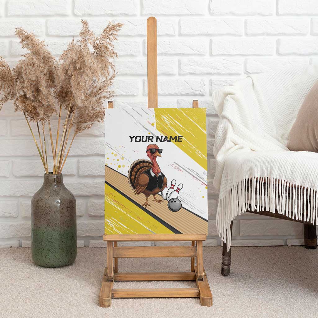 Personalized Funny Turkey Bowling Canvas Wall Art with Cool Sunglasses Pins Yellow and White - Wonder Print Shop
