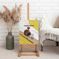 Personalized Funny Turkey Bowling Canvas Wall Art with Cool Sunglasses Pins Yellow and White - Wonder Print Shop