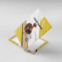 Personalized Funny Turkey Bowling Canvas Wall Art with Cool Sunglasses Pins Yellow and White - Wonder Print Shop