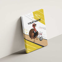 Personalized Funny Turkey Bowling Canvas Wall Art with Cool Sunglasses Pins Yellow and White - Wonder Print Shop