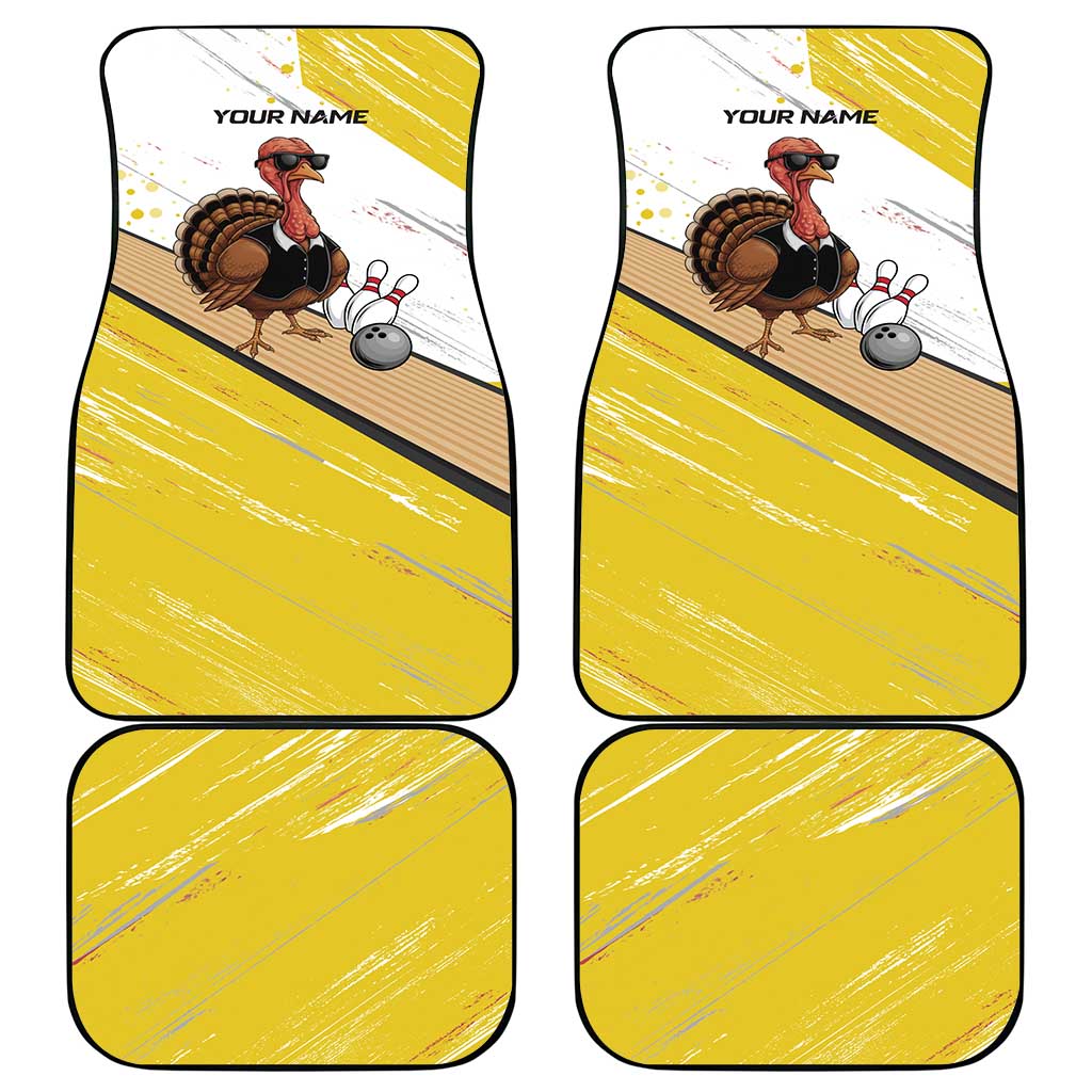 Personalized Funny Turkey Bowling Car Mats with Cool Sunglasses Pins Yellow and White - Wonder Print Shop