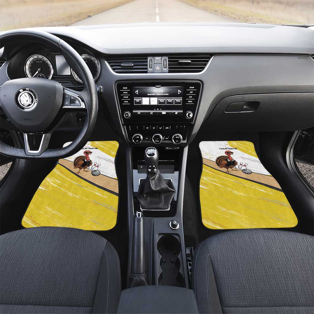 Personalized Funny Turkey Bowling Car Mats with Cool Sunglasses Pins Yellow and White - Wonder Print Shop