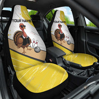 Personalized Funny Turkey Bowling Car Seat Cover with Cool Sunglasses Pins Yellow and White - Wonder Print Shop