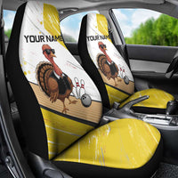 Personalized Funny Turkey Bowling Car Seat Cover with Cool Sunglasses Pins Yellow and White - Wonder Print Shop