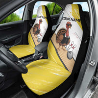 Personalized Funny Turkey Bowling Car Seat Cover with Cool Sunglasses Pins Yellow and White - Wonder Print Shop