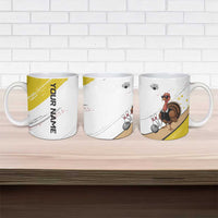Personalized Funny Turkey Bowling Ceramic Mug with Cool Sunglasses Pins Yellow and White - Wonder Print Shop
