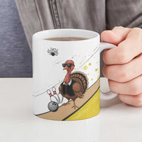 Personalized Funny Turkey Bowling Ceramic Mug with Cool Sunglasses Pins Yellow and White - Wonder Print Shop