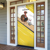 Personalized Funny Turkey Bowling Door Cover with Cool Sunglasses Pins Yellow and White - Wonder Print Shop