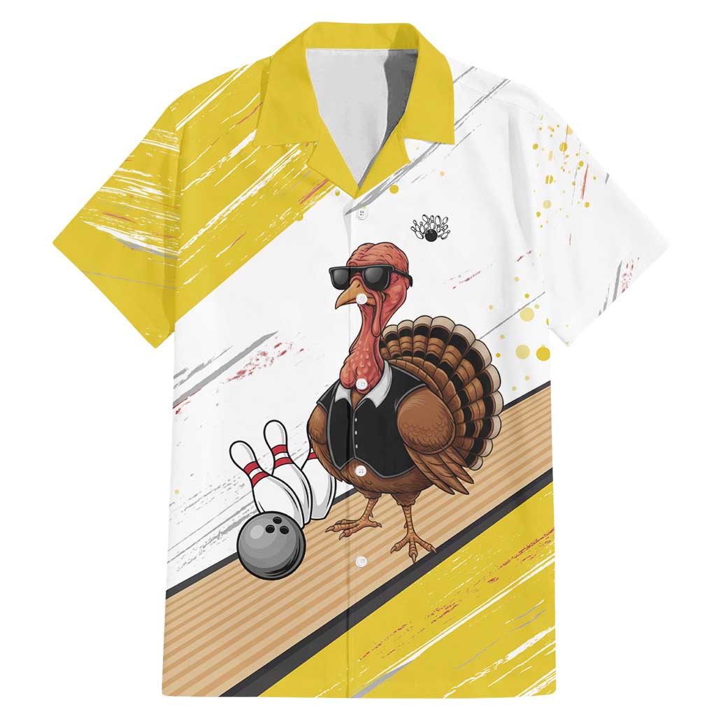 Personalized Funny Turkey Bowling Family Matching Mermaid Dress and Hawaiian Shirt with Cool Sunglasses Pins Yellow and White - Wonder Print Shop